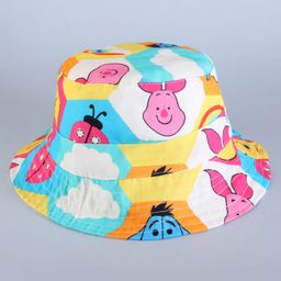 Babyhug Disney Cotton Woven Summer Cap With Winnie The Pooh Print Multicolor - Diameter 16 cm-image-15