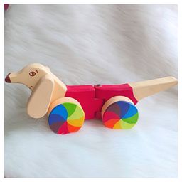 Taruh Wooden Pull Along Dog - Red-10
