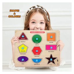 Vworld 3D Large Shapes And Color Wooden Shapes Puzzle Multicolour - 9 Pieces image 2