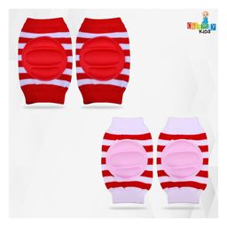 Chinmay Kids Crawling Anti-Slip Padded Stretchable Elastic Cotton Soft Breathable Comfortable Knee & Elbow Cap with Lining Pattern Pack of 2 - Multicolour image 2