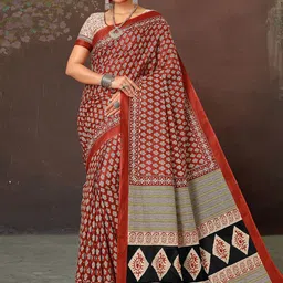 all about you Ethnic Motifs Block Print Saree-image-65
