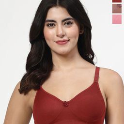 LILY Women Pack Of 3 Full Coverage Seamless Non Padded T Shirt Bra-picture-48