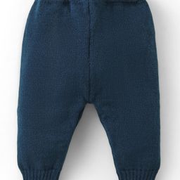 Babyhug Knitted Full Sleeves Front Open Sweater & Pant Set with Cap &  Booties Solid Colour  - Navy Blue image 5