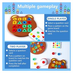 YAMAMA Geometric Shape And Color Matching Puzzle Board Game with Bell for Kids Fun and Learning Entertainment Kids Toys - Multicolor image 5
