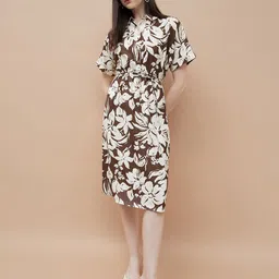 CODE by Lifestyle Floral Print Belted Shirt Midi Dress-image-4