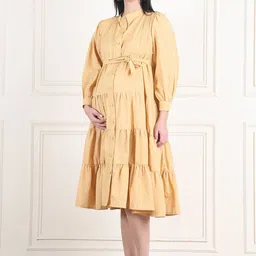 Moms Maternity Women Maternity Fit & Flare Midi Dress-picture-11