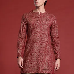 Anouk Tyohaar Collection Cotton Paisley Print High-Low Kurta-17