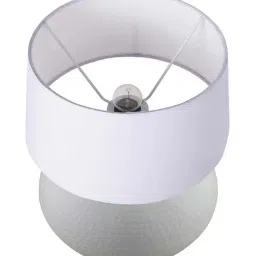 Homesake White Hammered Pitcher Table Lamp With White Drum Shade (Bulb Included) - Set of 1 image 3