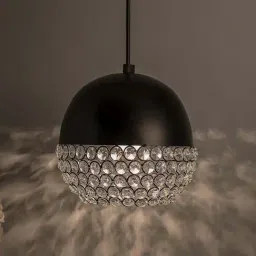 Homesake Black Globe Shaped Metal Crystal Lamp - Set of 1-image-51