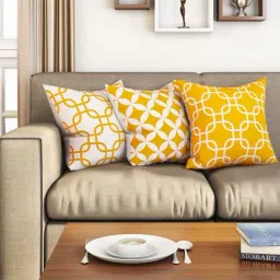 SEJ by Nisha Gupta Yellow & White Cushion Covers - Set of 3-picture-7