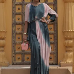 GloballyRonakRBafna Embellished Ombre V-Neck 3 Piece Jumpsuit-picture-27