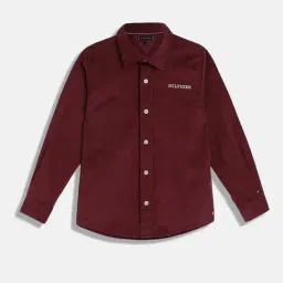 Tommy Hilfiger Maroon Cotton Regular Solid Shirt-image-68