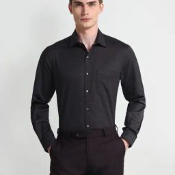 Arrow Brown Cotton Regular Fit Self Pattern Shirt-image-21