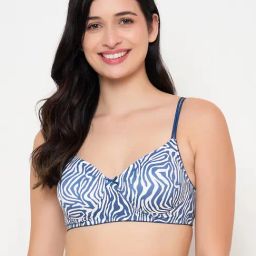 Clovia Navy Blue Regular Fit Geometric Bra-image-45