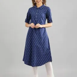 Aurelia Navy Printed High Low Kurta-picture-30