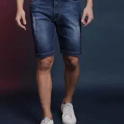 Campus Sutra Blue Distressed Shorts-picture-30