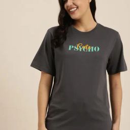 Quarantine Grey Graphic Print T-Shirt-image-3