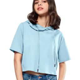 The Souled Store Light Blue Cotton Hoodie-image-21