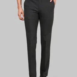 Raymond Dark Grey Slim Fit Flat Front Trousers-image-33