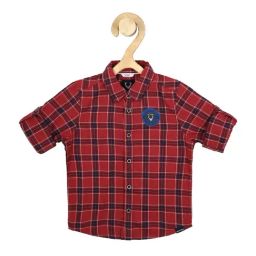 Allen Solly Junior Maroon Cotton Chequered Full Sleeves Shirt-image-92