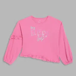 Elle Kids Pink Cotton Printed Full Sleeves Top-image-90