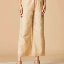 Fabindia Gold Cotton Blend Maheshwari Regular Fit Palazzo-picture-4