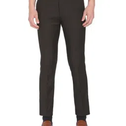 Arrow Dark Brown Slim Fit Flat Front Trousers-picture-22