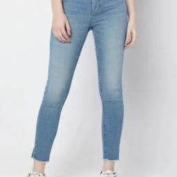 Vero Moda Blue Cotton Skinny Fit Jeans-image-40