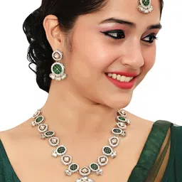 VATSALYA creation Rhodium-Plated Artificial Stones Alloy Jewellery Set-image-27