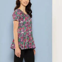Aarika Multi-Color Printed Short Sleeves Swimsuit With Goggles image 3