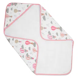 haus & kinder Pink & White Printed 550 GSM Terry Cotton Bath Towel-image-100
