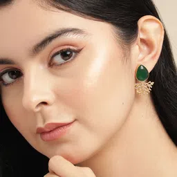 Anouk Gold Plated Beaded Teardrop Shaped Drop Earrings-18