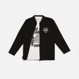 Cavio Boys Black & White Solid Full Sleeves Clothing Sets-image-54