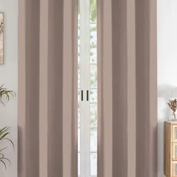 Aura Brown Set of 2 Black Out Long Door Curtain-15
