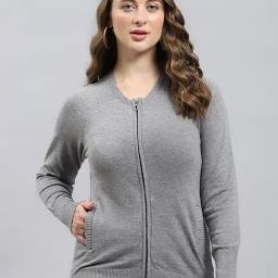 Monte Carlo Grey Wool Blend Solid Long Sleeves Pullover-18