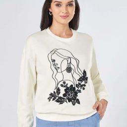 Honey By Pantaloons Ecru Cotton Loose Fit Sweatshirt-image-81