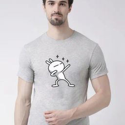 Friskers Grey Cotton Slim Fit Printed T-Shirt-image-6