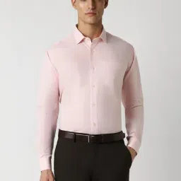 Van Heusen Pink Cotton Regular Fit Texture Shirt-image-83