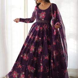 Jash Creation Printed Fit & Flare Maxi Ethnic Dress-image-91