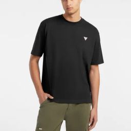 Guess Jeans Jet Black Cotton Relaxed Fit T-Shirt-image-49
