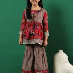 READIPRINT FASHIONS Kids Multicolor Printed Kurti with Gharara-image-13