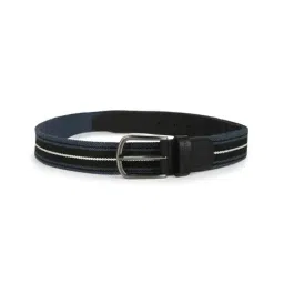 Simon Carter Black Leather Striped Casual Belt for Men-image-17