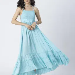 Moomaya Sea Green Relaxed Fit Midi Dress-image-70