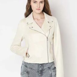 Vero Moda Beige Regular Fit Biker Jacket-image-71