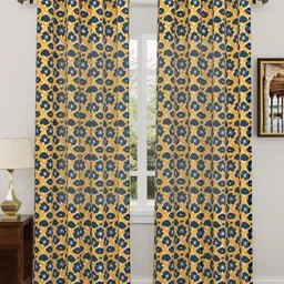 BLOCKS OF INDIA Blue & Yellow Set of 2 Ethnic Motifs Door Curtain-image-71