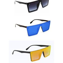 Arzonai Unisex Pack of 3 Clear Lens & Black Square Sunglasses with-picture-43