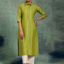 Libas Green Cotton Embellished Straight Kurta-picture-48