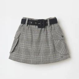 Elle Girls Grey Cotton Checked Skirt-picture-39