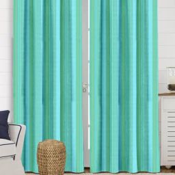 Saral Home Green Cotton Stripe Curtain-image-19