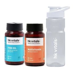 HealthKart HK Vitals Multivitamin & Fish Oil 60 caps & Shaker Combo-4